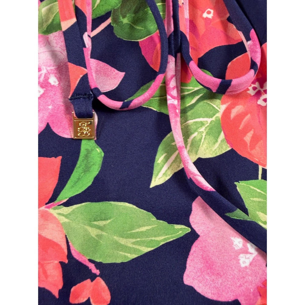 Tommy Bahama Bougainvillea Tank One-Piece Swimsuit Mare Navy Lace Up Small - Picture 6 of 7